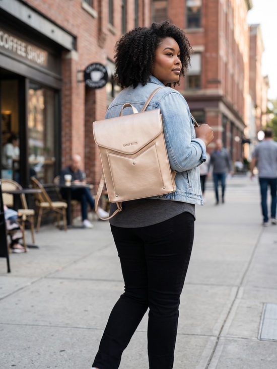 Sassy Jones Other - SASSY JONES Metallic Light Gold Backpack